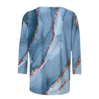 Prevelike majice za žene labavo Fit Ležerne prilike sa ljetnim rukavima, ljetne majice Tees Top Trendy V izrez Pamuk Basic Tunic Bluse Blue XXXL