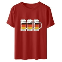 Zodggu Oktoberfest Grafičke majice za žene Trendy kratki rukav ženski vrhovi smiješni pivo ispis bluza