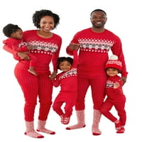Crveno spot roditelj-dječji odijelo, Porodični pidžami s dugim rukavima, okrugli izrez labav dvodijelni
