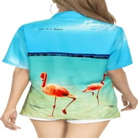 Leela žene smiješno opušteno-fit flamingos bluza havajska majica xxl blue_aa495
