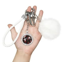 Pleteni ključ za ključeve D oblik Ključni prstenje za ključeve pom pom Carabiner Clip Božićni kristalni blještavi ključ za žene Djevojke poklon