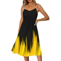 Ležerne haljine za žene bez rukava A-line ispisane haljine žute s