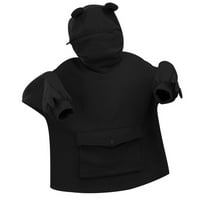 Duksevi za žene Zip up ženske šivanje trodimenzionalnog džepa Slatka dizajna pulover Dukseric Black