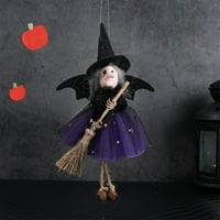 Halloween Viseći ukrasi Halloween Witch viseći ukras, slatka vještica zvona doma metla od kockica za vješticu za vanjsku, Noć vješticu, prozor, bar, zabavu, 9.4x