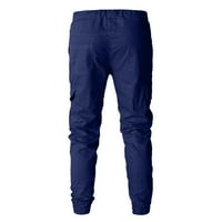 Leey-World Dukset za muškarce Muške modne casual labavo pamučne plus veličine džep čipka za održavanje tople hlače u ukupnoj mornarici, 3xl