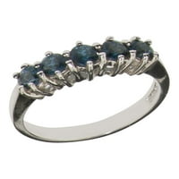 Britanci napravio 9k bijelo zlato Real London Blue Topaz ženski vječni prsten - Opcije veličine - Veličina 8.25