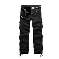 Hinvhai Clearance Novi kombinezoni oprani solidnim bojama i baršunastim više džepnim hlačama za muškarce crni 14
