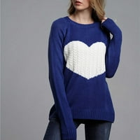 Lilgiuy Woman voli dugih rukava okrugli vrat labavi vrhovi bluza pleteni džemper, mornarica, 10 zimske