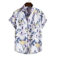 Azrijski muški blusi za čišćenje majice, muške majice s kauzalnim gumbom, muške havajske košulje kratkih rukava od ispisanog gumba dole ljetne majice na plažima na prodaju dječak u prodaji