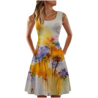 Sunčane haljine za žensko čišćenje Žene Ležerne prilike bez rukava haljina za obavljanje ljetna cvjetna
