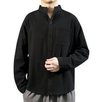 pgeraug muška košulja čvrsti džep s dugim rukavima, jednokratne polo majice za muškarce crne m