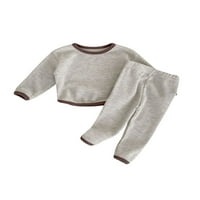 Dječji dječaci dječaci setovi rebra kontrastni u boji prugasti puloveri dugih rukava + hlače elastične struke