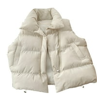 Ženski topli puffer prsluk sa zatvaračem za zatvaranje bez rukava podstavljena zimska jakna za zimsku