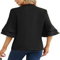 Glonme ženski ruffles bluza s bluzama Elegantni poslovni vrhovi Zip Up Shirts Tuntic Majica