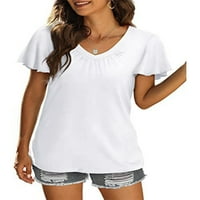 Avamo dame majica V izrez Ljetni vrhovi kratki rukav majica za žene labavo tunika bluza plaža Tee bijeli