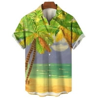 Havajska muška košulja na plaži kokosova košutna košulja za muškarce Lopel dugme za vrat kratki rukav
