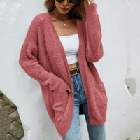 Jeseni džemperi Baggy Fit džemper Cardigan Odmor V-izrez Ženski zbori Cardigan Pink S