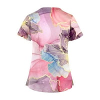 Ženski vrhovi okrugli izrez Grafički otisci Bluza Radna odjeća Žene Ljetne majice kratkih rukava Ružičasta