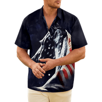 Muški i dječak 'dugme s kratkim rukavima niz vintage košulje za kuglanje Havajska casual American Flag