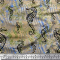 Soimoi Satin Silk tkanina Tekstura i morski konj Ocean Print Šivaći šipka tkanina