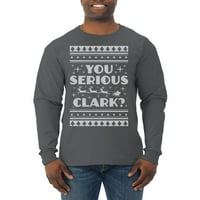Vi ozbiljan film Clark Božićni momak ružni božićni džemper muški majica dugih rukava, ugljen, mali