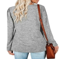 Glonme žene na dugih rukava na daljne posade na vratu na vratu Mid Duljina Loungewear Tunic Bluza Solic