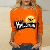 Halloween majice za žene, ženska moda smiješna Halloween Print pulover bluza Top casual labavo fit rukav