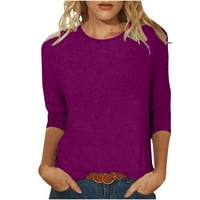 Dasayo rukavi puloveri za žene okrugli vrat dugih rukava vrhovi osnovne čvrste bluze