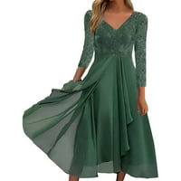 Lroplie vjenčane haljine za žene za žene Ležerne prilike za dugih rukava modna šifonska šiva ženska haljina zelena s