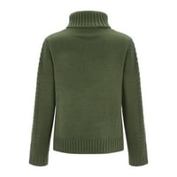 Žene duge prevelizirani džemper Ženska kornjača Čvrsta boja džemper dugi rukavi kabel cvjetni džemper džemper tortleneck pleteni džemper žene zelene l
