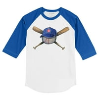 Toddler Tiny Turpap White Royal Chicago Cubs Hat Cross BITS 3 4-rukav Raglan majica