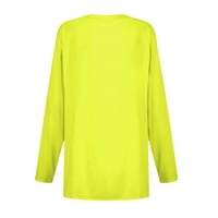 APEPAL ženska modna casual puna boja dugih rukava okrugla vrata upletena majica TOP Yellow XL