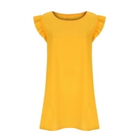 Ženska modna čvrsta boja Komforni labavi bez rukava Haljina žuta XXL