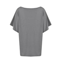 Ženske košulje žene modne ljetne boje pune boje casual vrhovi kratkih rukava majice T majice sivi xl