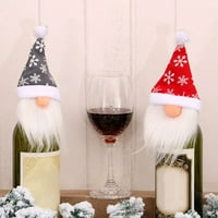 Gwong Božić divan santa claus gnome dekor šešir za vinski poklopac za vino za Xmas Party