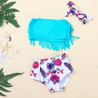Toddler Kids Baby Girls Tassel Print kaiš kupaći kostimi kupaći kostimi Bikini set plava 100