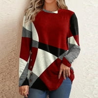 Inleife Womens pulovera, ženska modna tipki kontrastni pulover dugih rukava s dugim rukavima