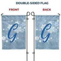 Amerika Zauvijek zimski monogram slovo G VRTNA ZASTAVA Okomito dvostrani zimski odmor za vanjsku, trijem za ukras, plava zastava dvorišta