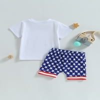Qinghua novorođenčad Dječak 4. jula odijelo SAD Print majice TOPS + Američkih zastava Kratke hlače Postavite dnevnu odjeću Bijela 12 mjeseci