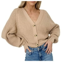 Dukseri Ženski džemper s dugim rukavima Otvoreno prednji kardigan gumb Labava odjeća Fall Dukserice Haljina za žene