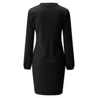 Haljine za žene Himeway Modni casual ženska pulover s dugim rukavima s dugim rukavima s dugim rukavima crna m