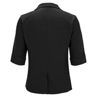 IOPQO ženski kaputi odgovaraju ženskom dnevnom izlasku proljeće Ljeto Regularno fit casual dugih rukava pune boje ženske jakne crna xxl