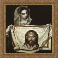 St. Veronica sa Svetim plahom Gold Ornate Wood Framed Canvas Art by El Greco