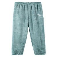 Capreze Ženske padžama hlače Solidna boja za spavanje elastičnog struka PJ dno casual pantalone Fuzzy Fleece Lounge Pant Green 2xl