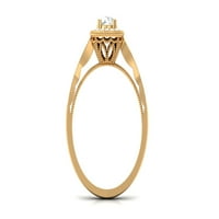 Ovjereni moissan zaručni prsten sa halo, prstenom za vintage stil - 0. CT, 14k žuto zlato, SAD 12.50