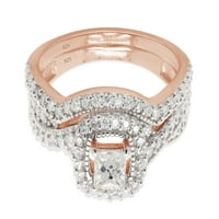 Princeza i okrugla laboratorija kreirala je Moissanite Diamond Halo Angagement Wedding Bridal Set Prsten