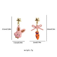 Modne ljupke naušnice Bowknot Love Bunny naušnice u obliku srca Smiješne slatke osjetljive minđuše