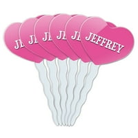 Jeffrey Heart Love Cupcake Pick Toppers - Set od 6