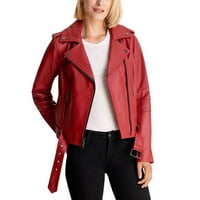 Michael Kors Women Red Moto jakna - jakne kožne jakne za žene - udobne i dugih rukava moto moto jakna
