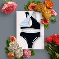 Ženske kupaće odijelo za plažu za kupanje Bikini crno bijelo šivanje visokog struka Split kupaći kostim